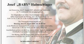 In Dankbarkeit und Trauer: Unser Ehrenstabführer Josef Baby Halmschlager ist verstorben